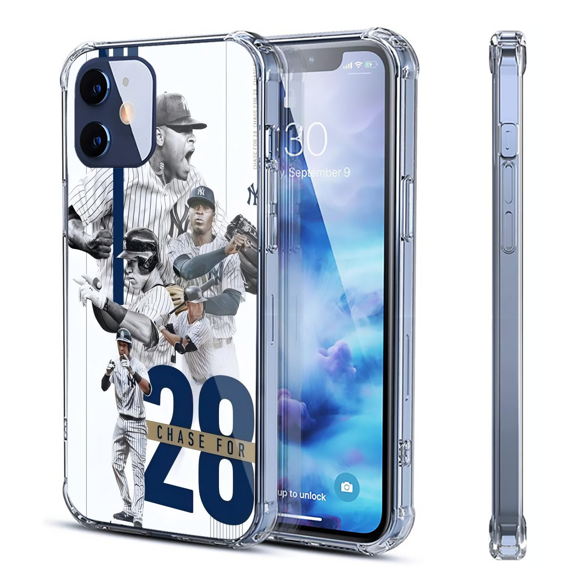 New York Yankees Chase For 28 Clear IPhone 12 Case – Soft TPU With UV Print – Enhanced Drop Protection, Precise Fit, Anti-Fingerprint, Customizable Design, Scratch-Resistant, Yellow-Resistant